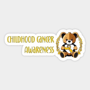 Childhood cancer awareness golden teddy bear Sticker